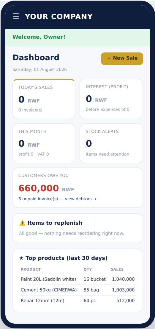 IHUNDO dashboard on a mobile phone